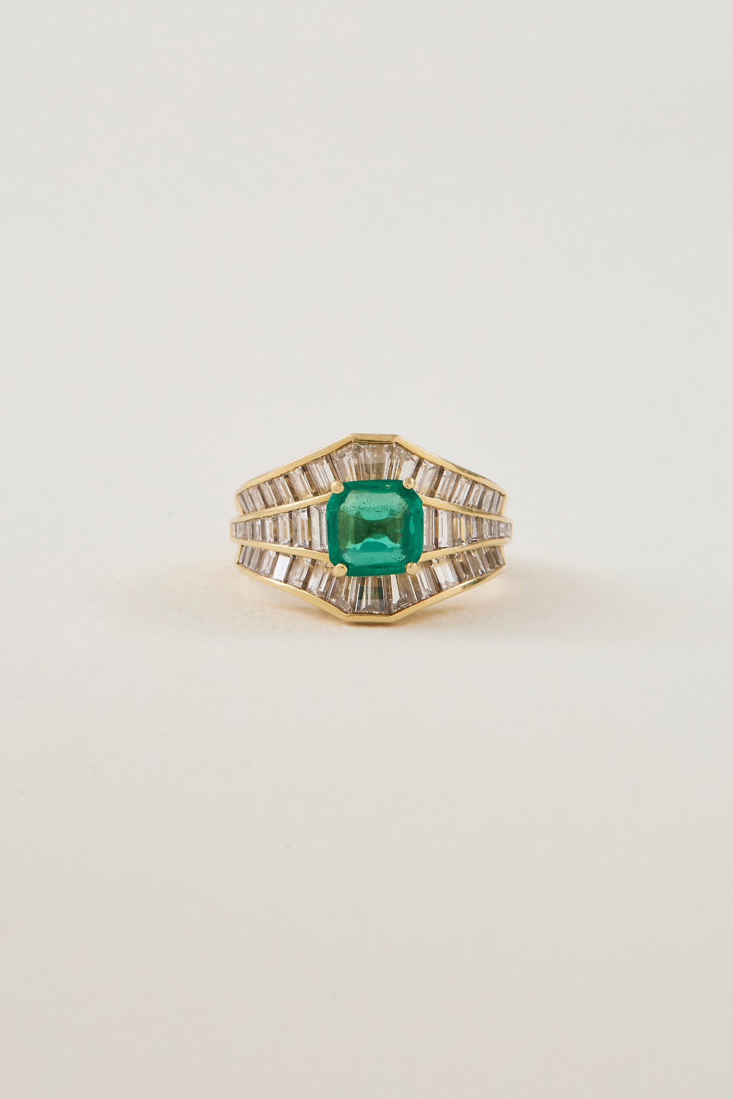 Fluted Emerald Ring