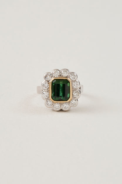 Tourmaline Vintage Cluster Ring