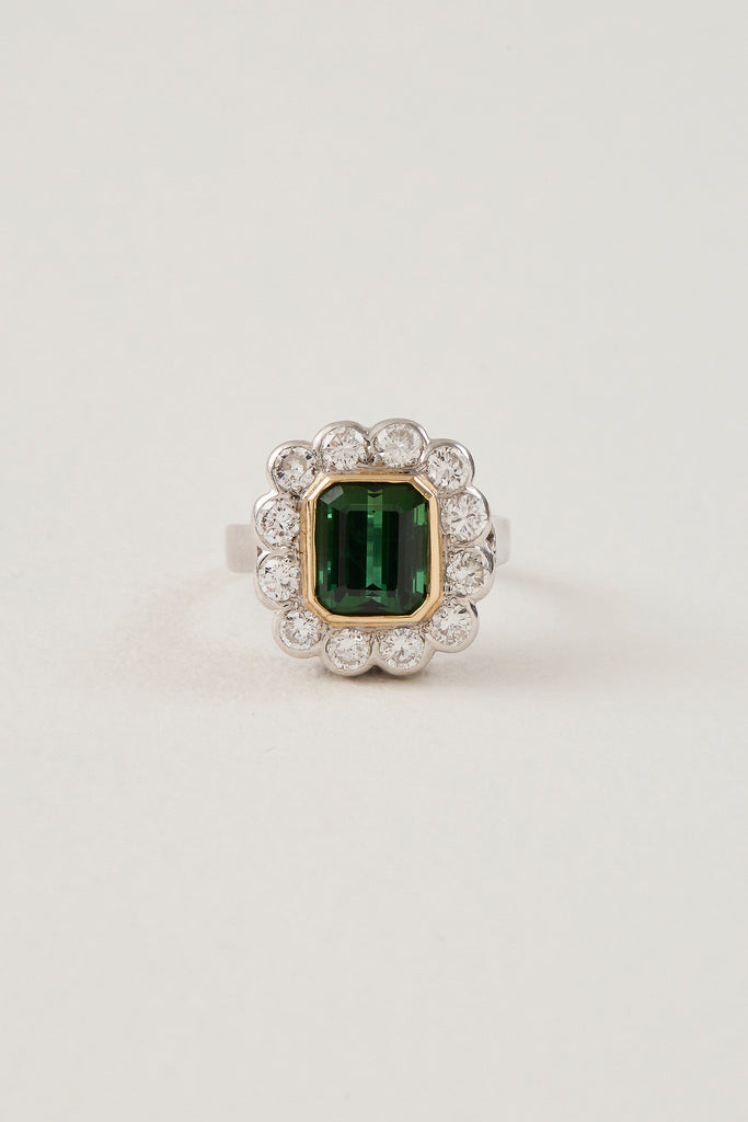 Tourmaline Vintage Cluster Ring