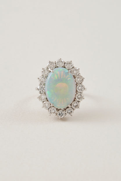 White Opal Cluster Ring