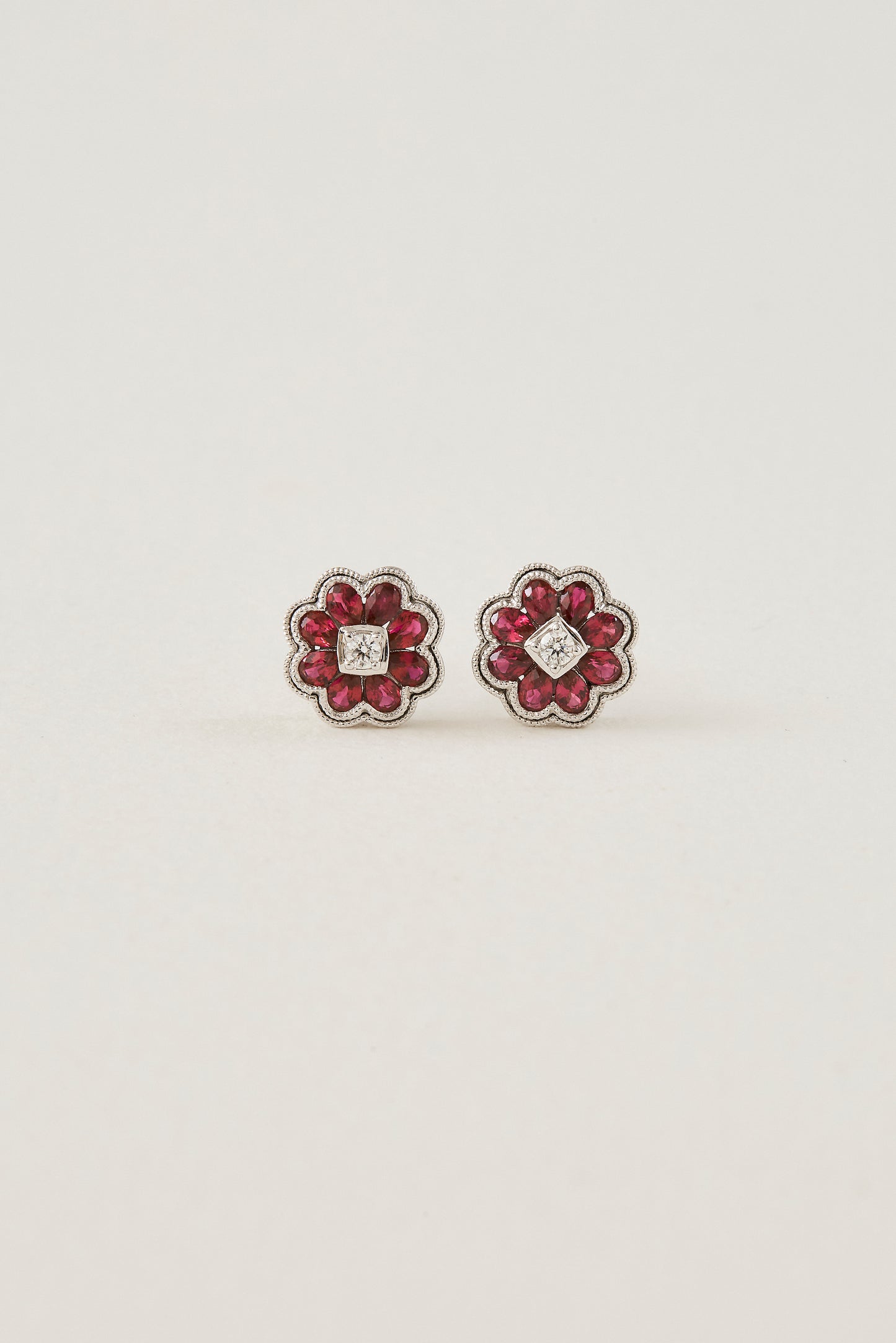 Ruby Floral Studs