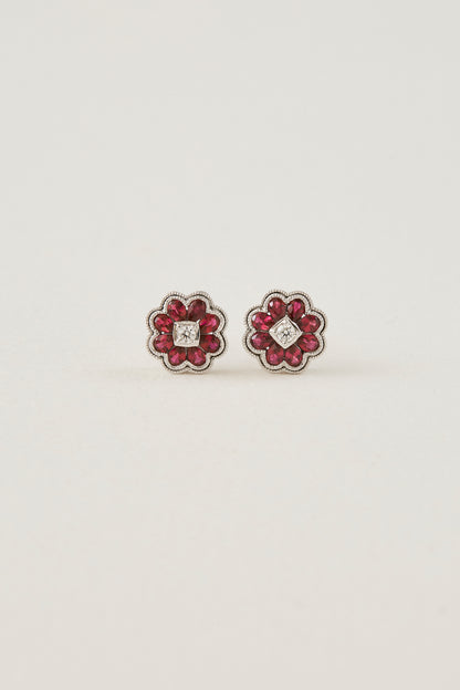 Ruby Floral Studs