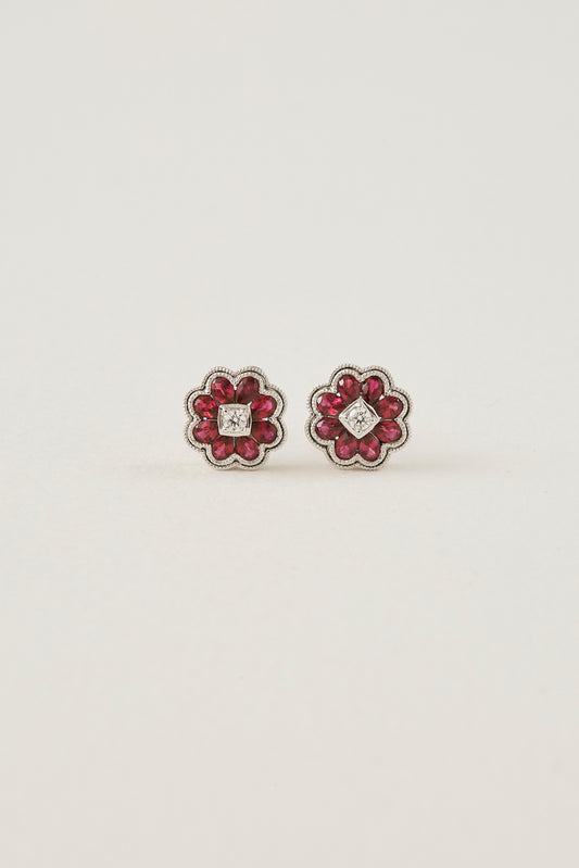 Ruby Floral Studs