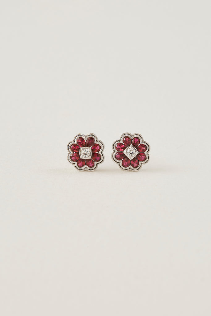 Ruby Floral Studs