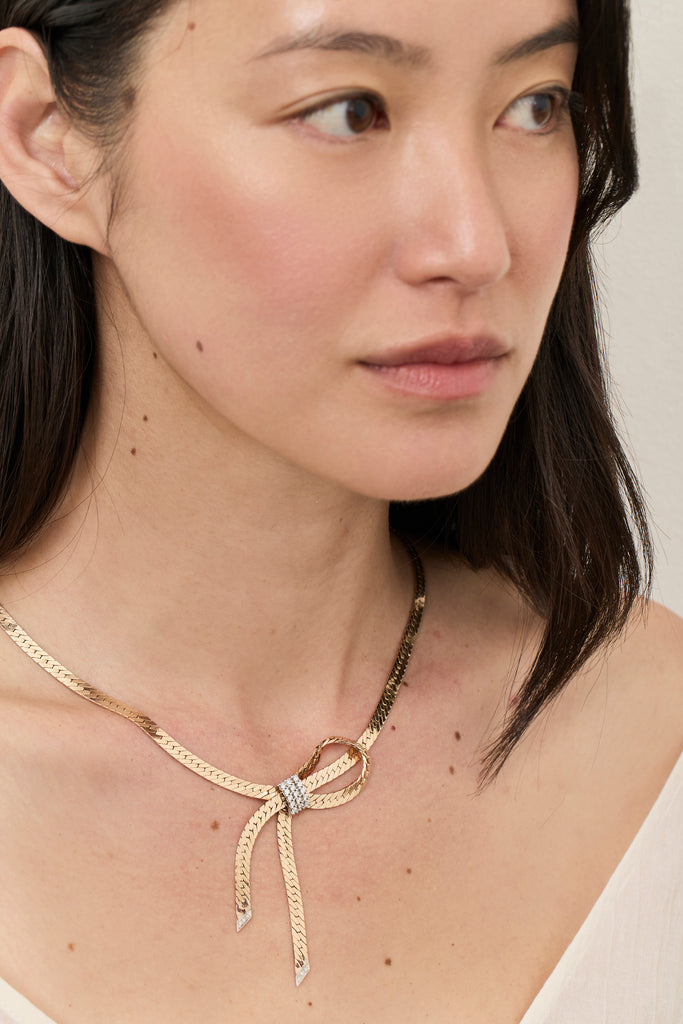 Mid Century Bow Diamond Necklace