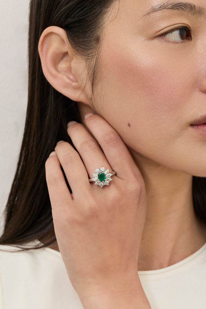 Ethereal Emerald Cluster Ring