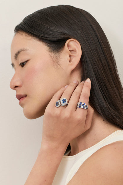 Cornflower Sapphire Cluster Ring