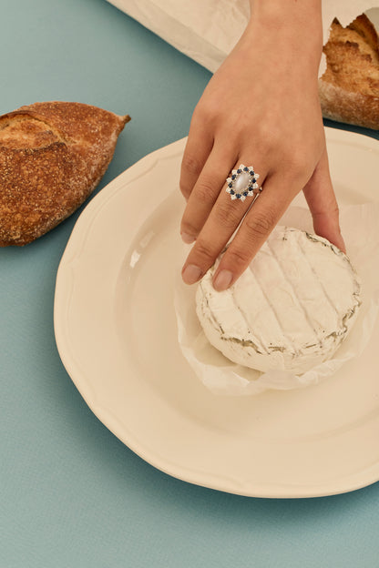 Mid Century Moonstone Cluster Ring
