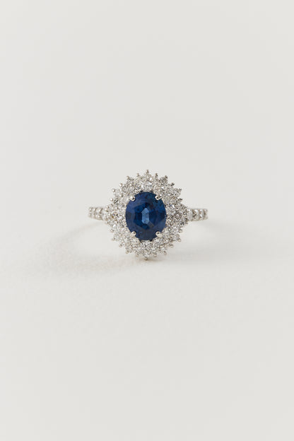 Cornflower Sapphire Cluster Ring