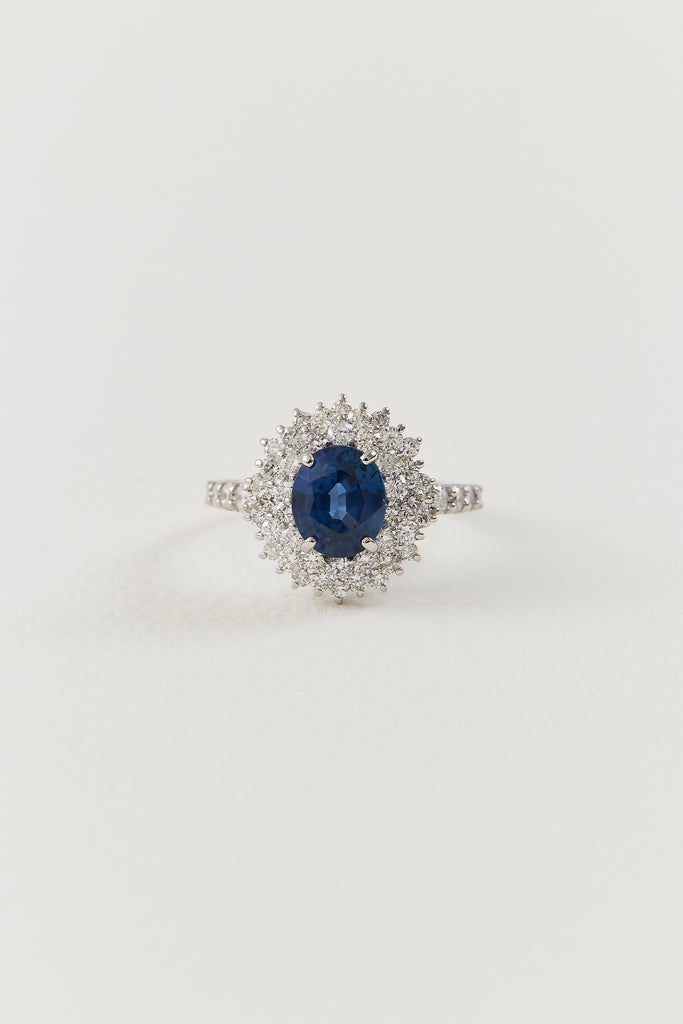 Cornflower Sapphire Cluster Ring