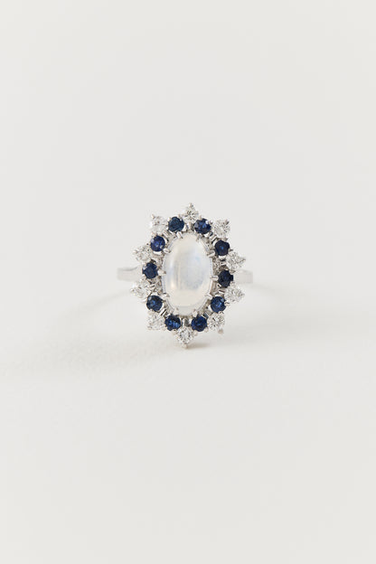 Mid Century Moonstone Cluster Ring