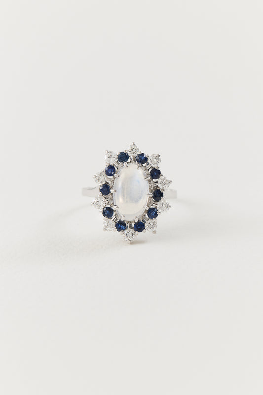 Mid Century Moonstone Cluster Ring