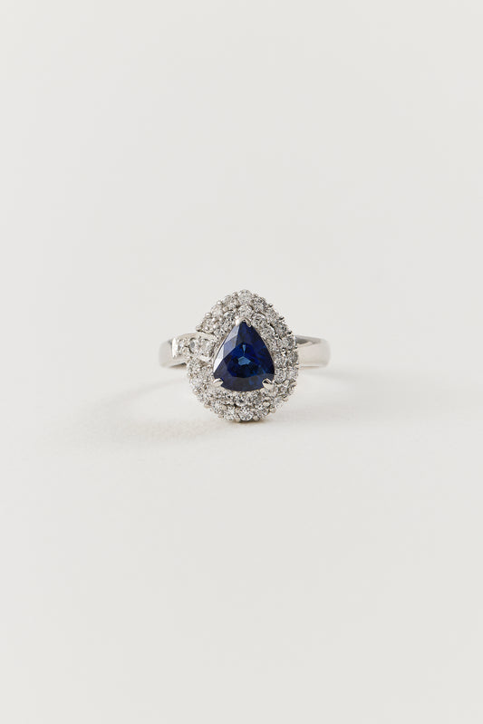 Pear Sapphire Cluster Ring