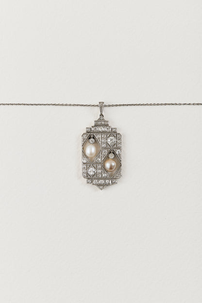 Pearl Art Deco Plaque Pendant