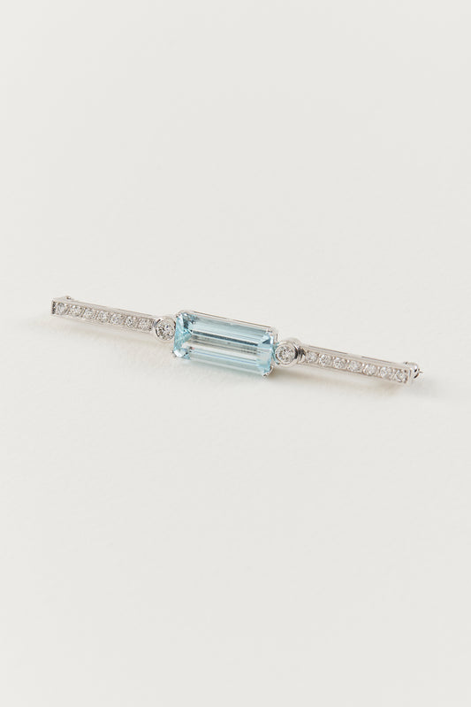 Aquamarine and Diamond Brooch