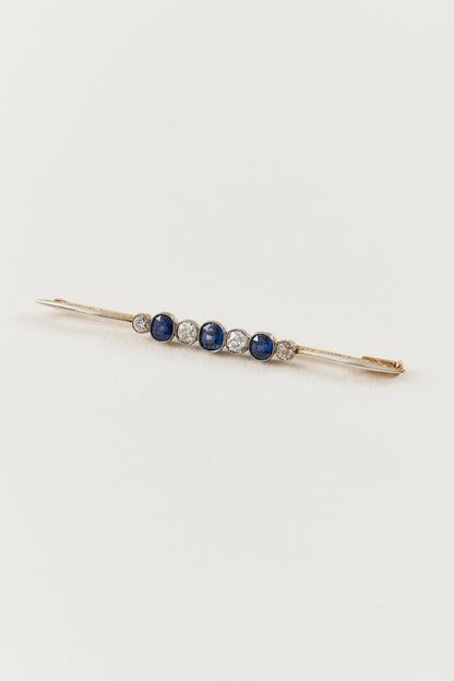 Sapphire and Diamond Art Deco Pin