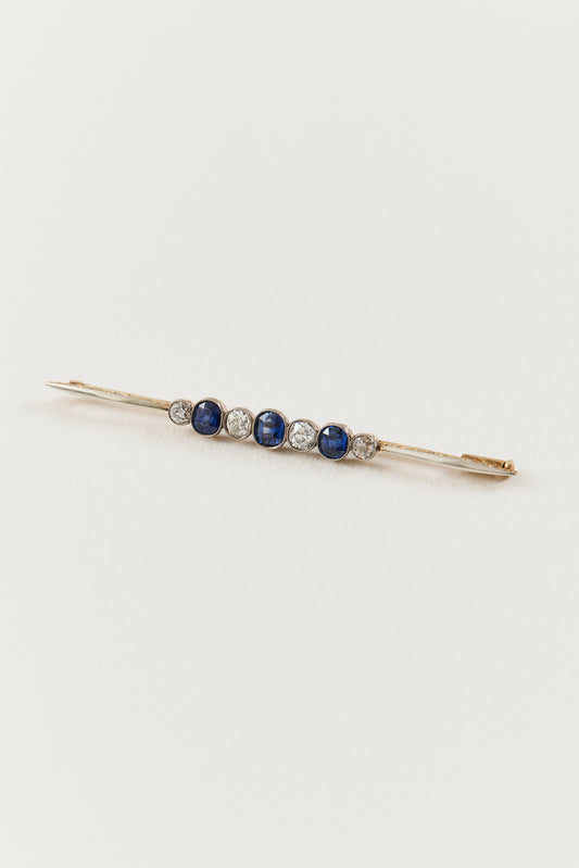 Sapphire and Diamond Art Deco Pin