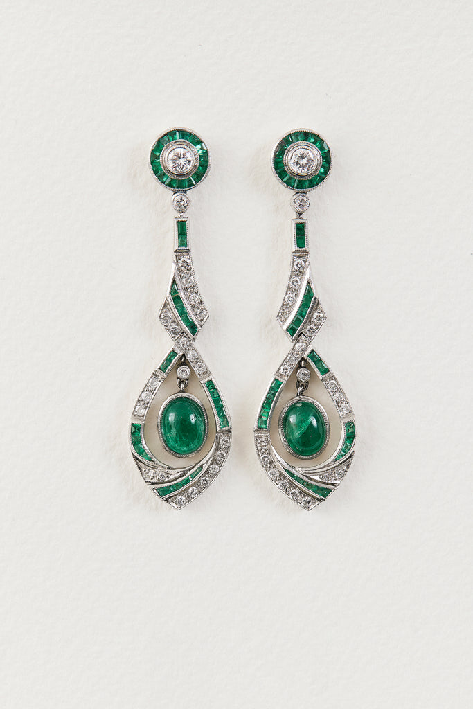 Art Deco Emerald Drop Earrings