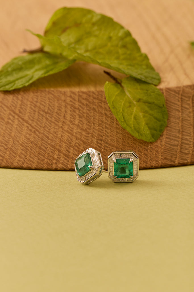 Emerald Halo Studs
