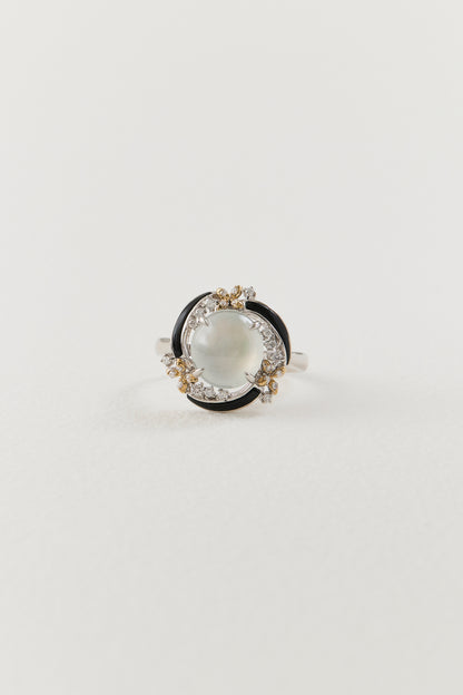 White Jadeite Cluster Ring