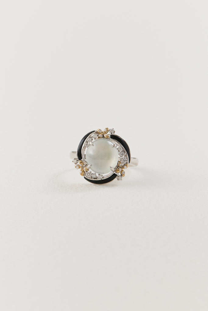 White Jadeite Cluster Ring