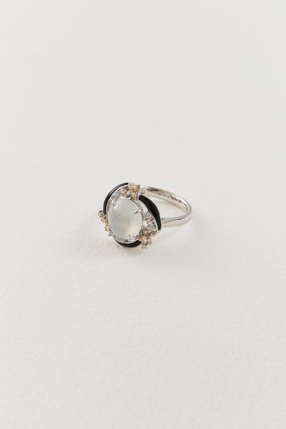 White Jadeite Cluster Ring