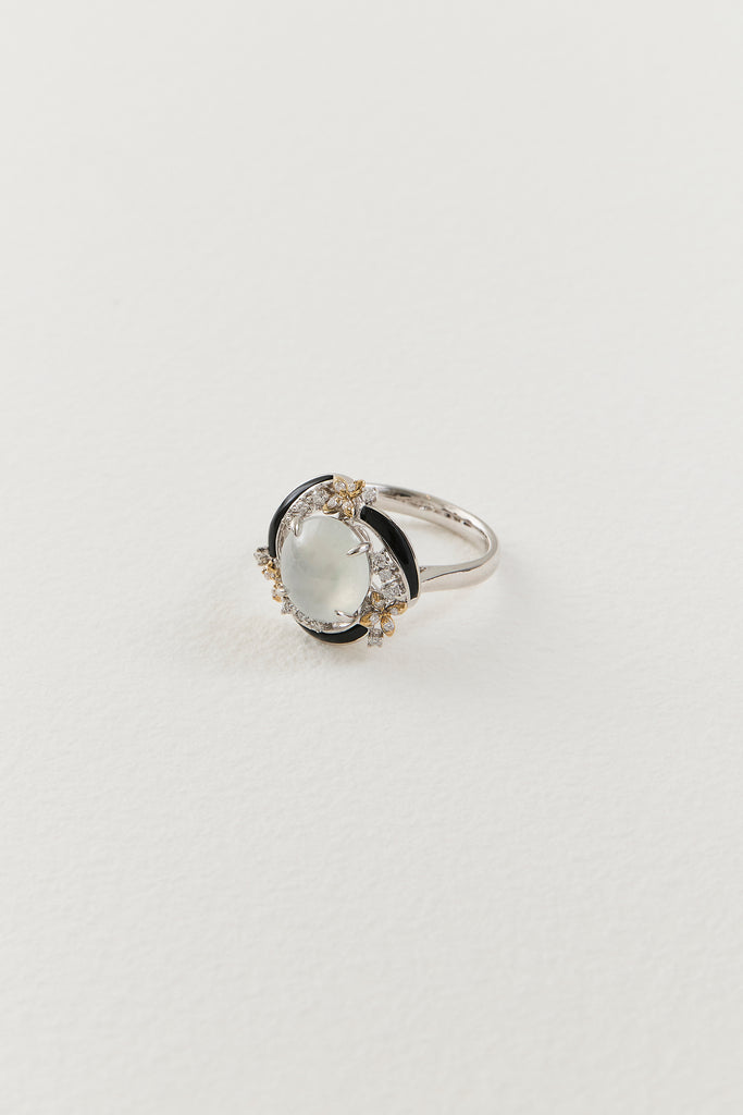 White Jadeite Cluster Ring