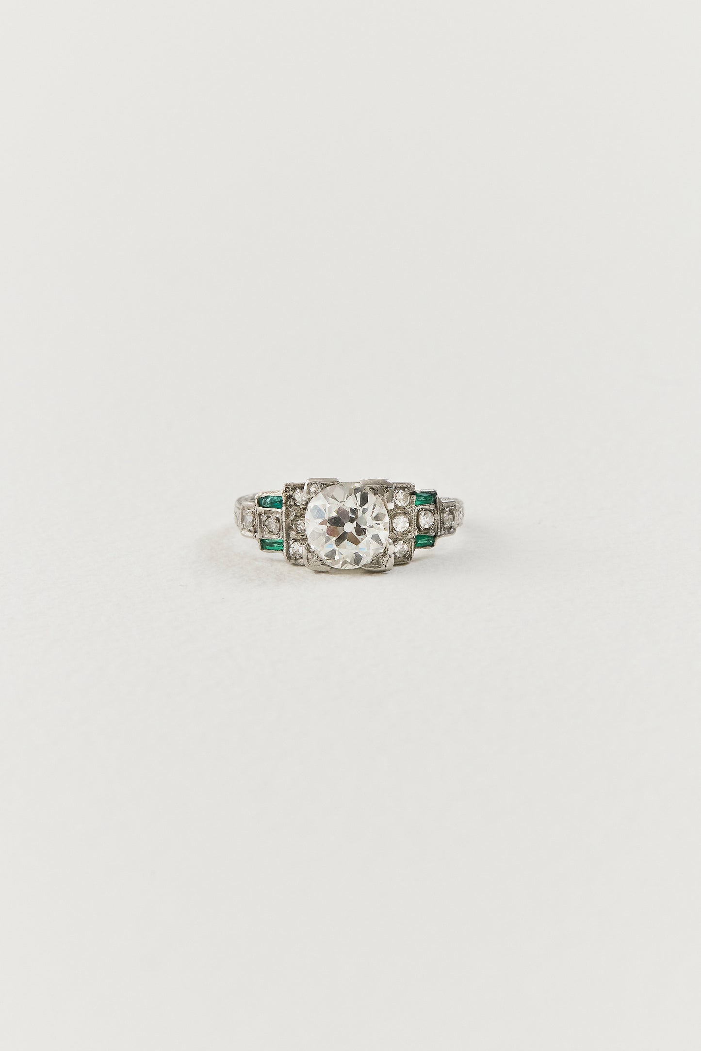 Art Deco Diamond and Emerald Ring
