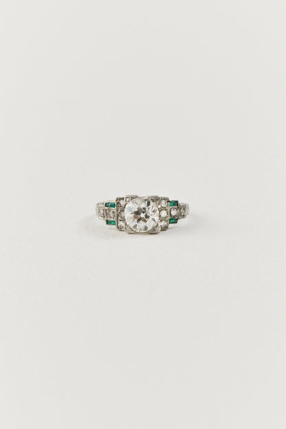 Art Deco Diamond and Emerald Ring