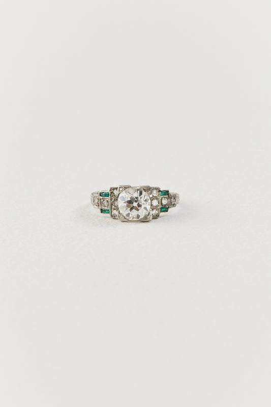 Art Deco Diamond and Emerald Ring