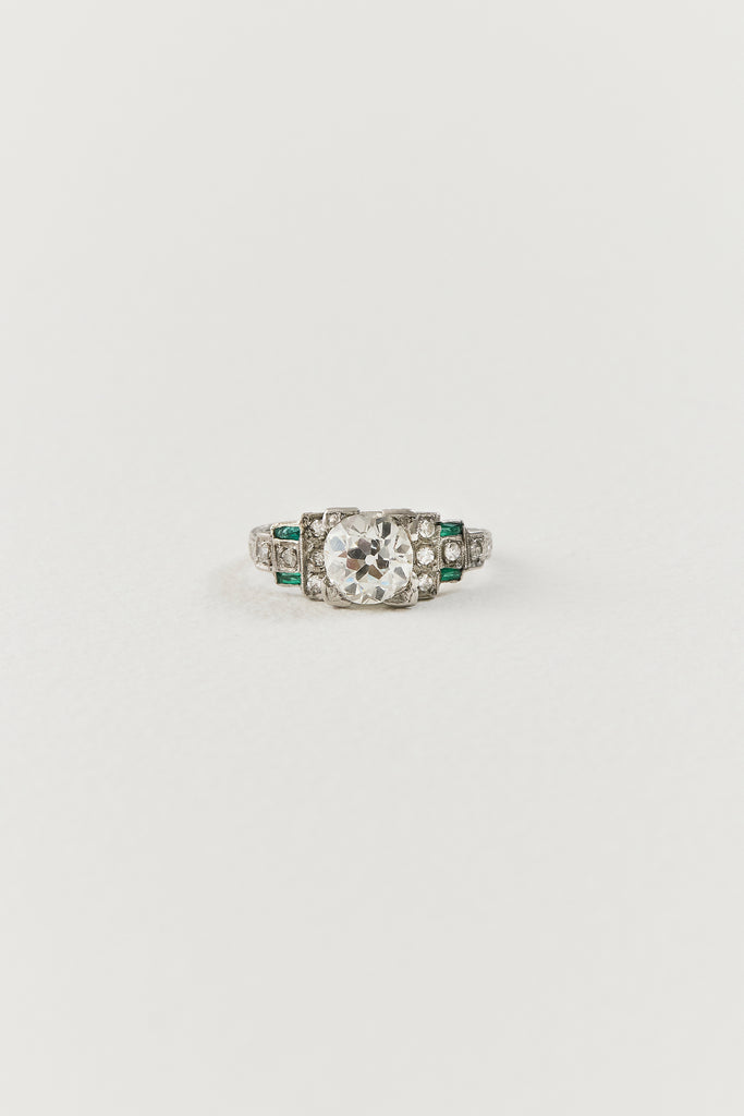 Art Deco Diamond and Emerald Ring