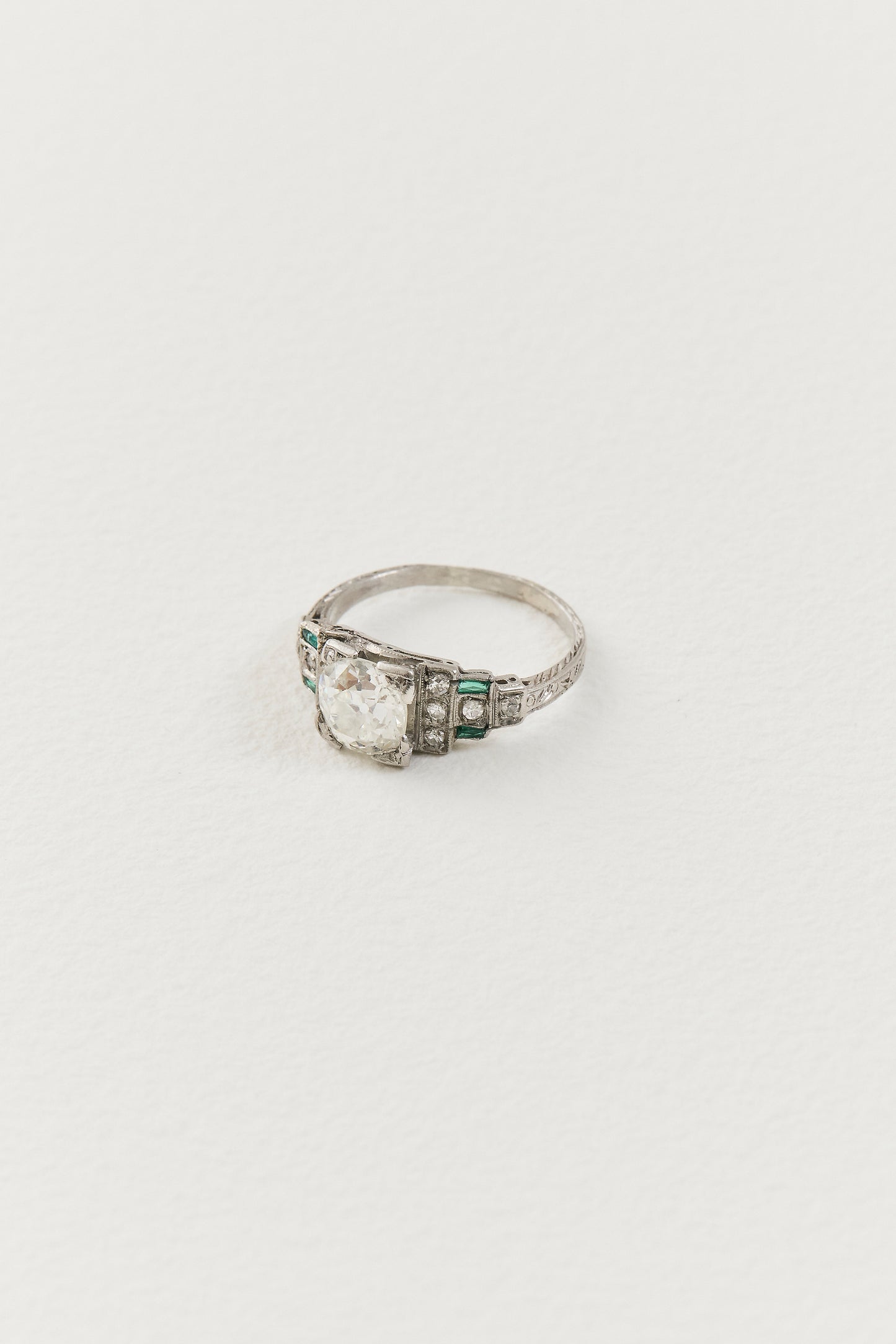 Art Deco Diamond and Emerald Ring