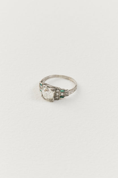 Art Deco Diamond and Emerald Ring