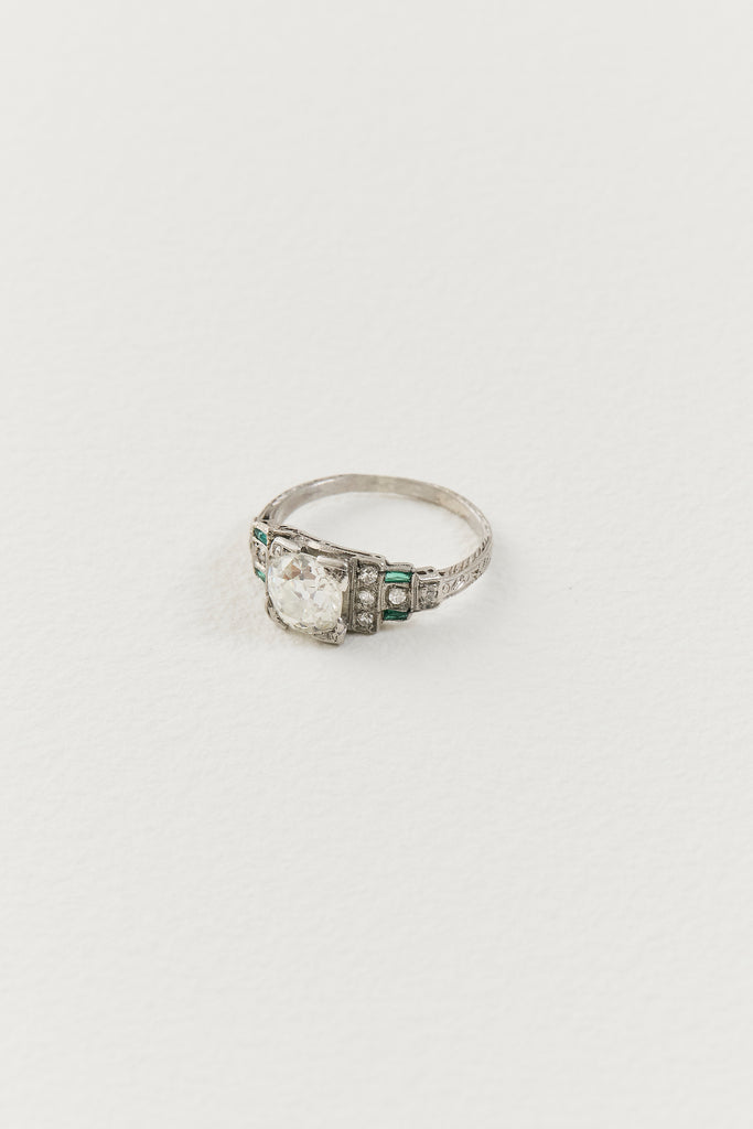 Art Deco Diamond and Emerald Ring