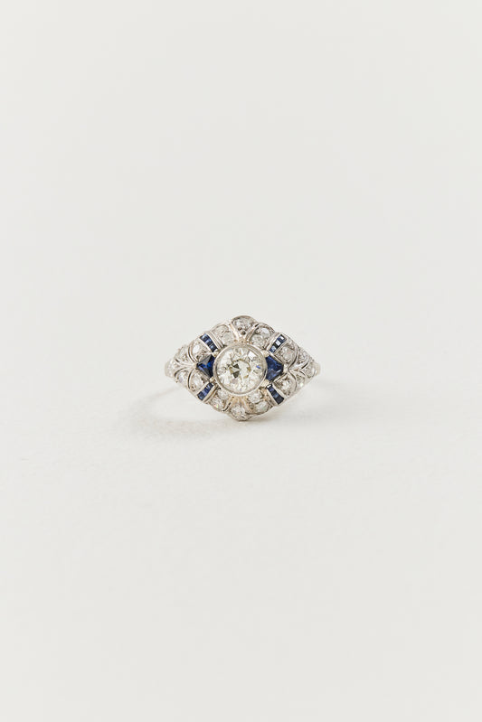 Art Deco Diamond and Sapphire Ring
