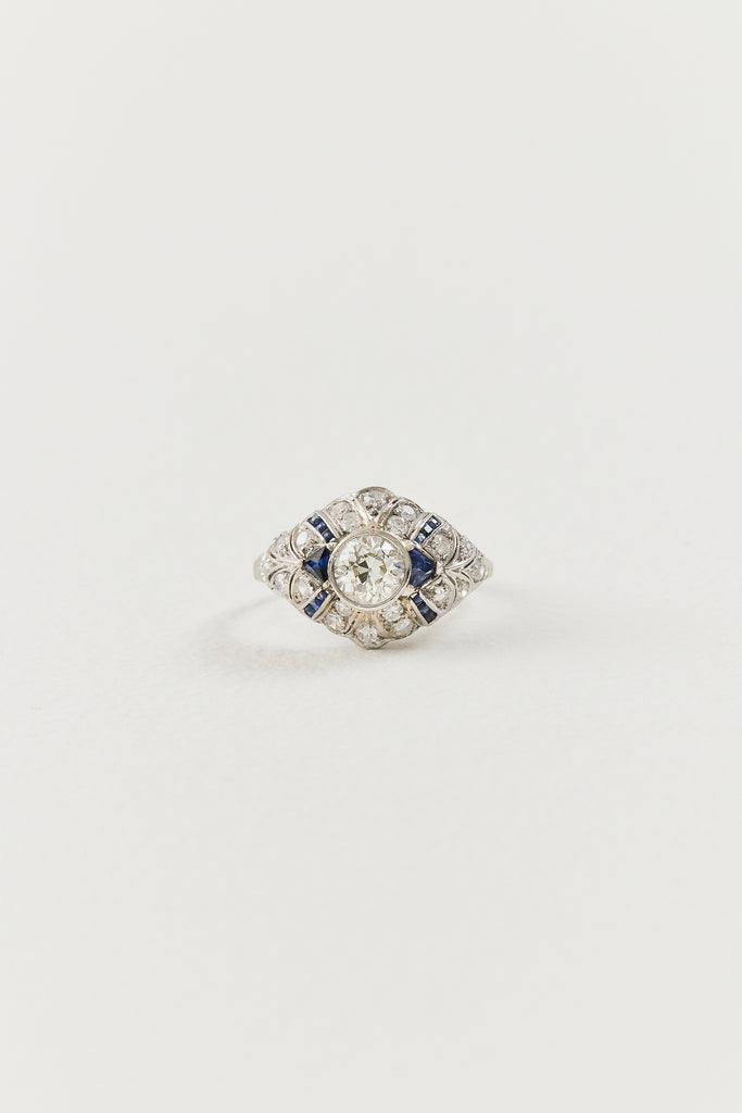 Art Deco Diamond and Sapphire Ring