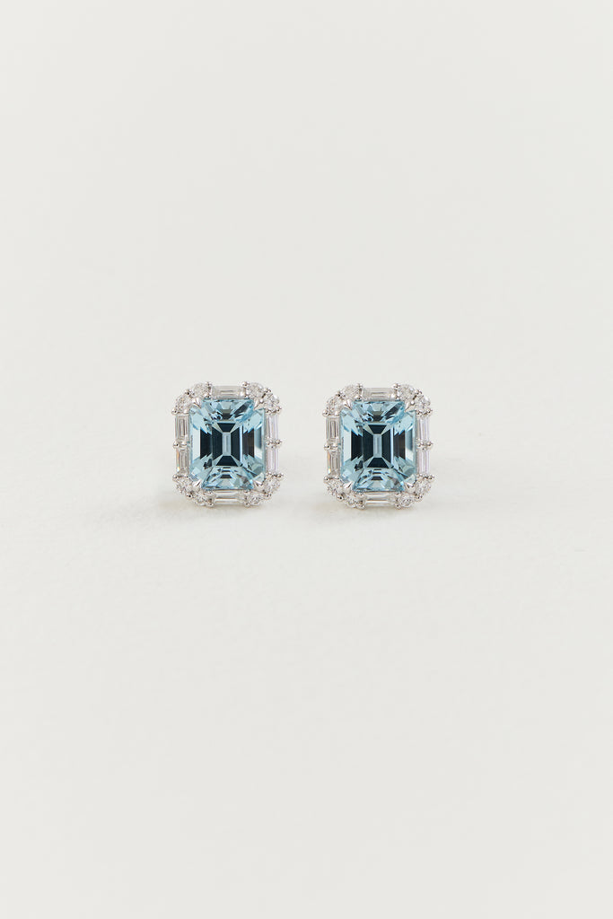 Aquamarine Deco Inspired Studs