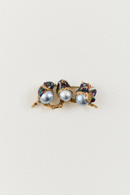 Tahitian Pearl Bird Brooch