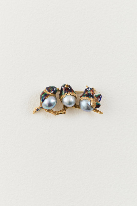 Tahitian Pearl Bird Brooch