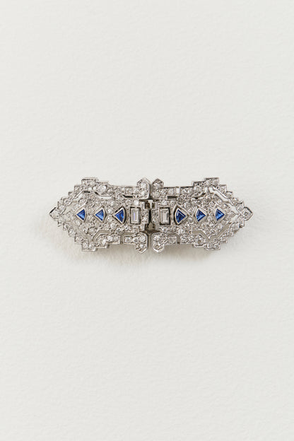 Art Deco Sapphire Brooch Clips