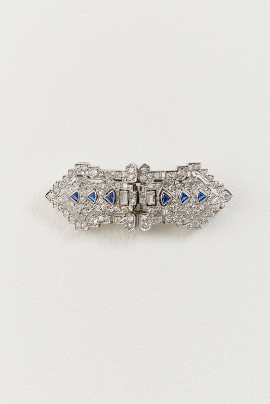 Art Deco Sapphire Brooch Clips
