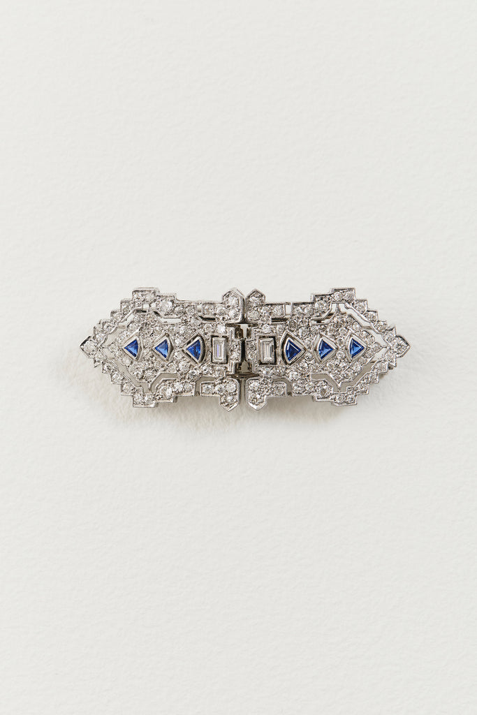 Art Deco Sapphire Brooch Clips