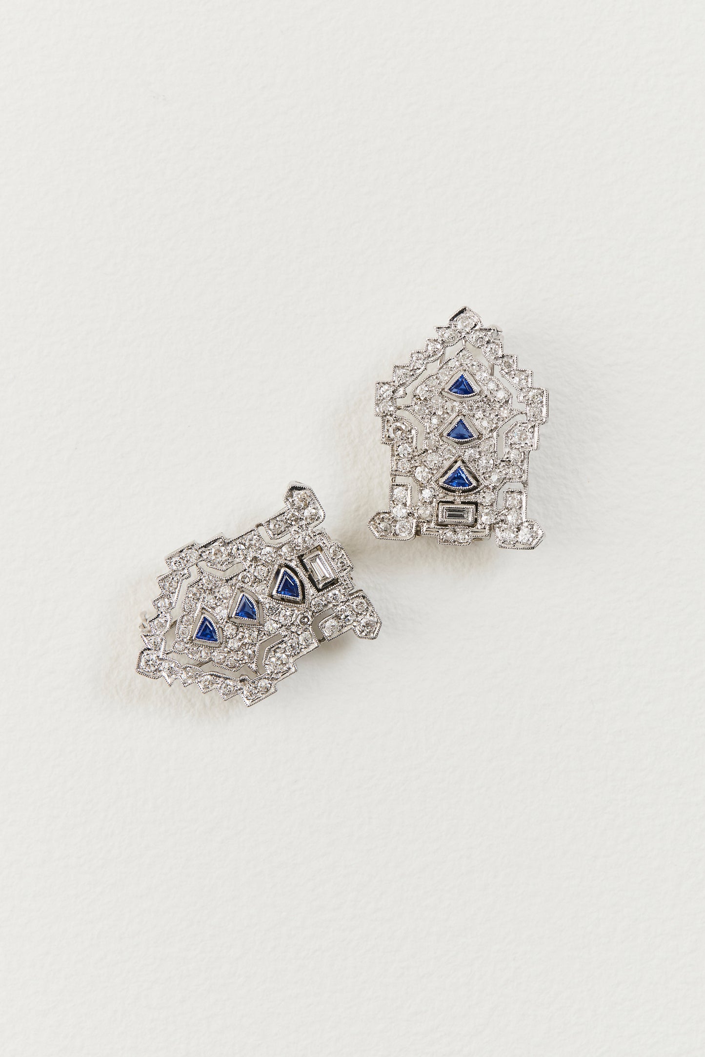 Art Deco Sapphire Brooch Clips