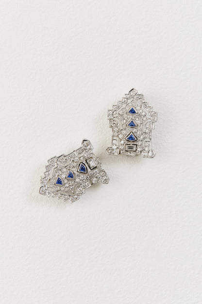 Art Deco Sapphire Brooch Clips