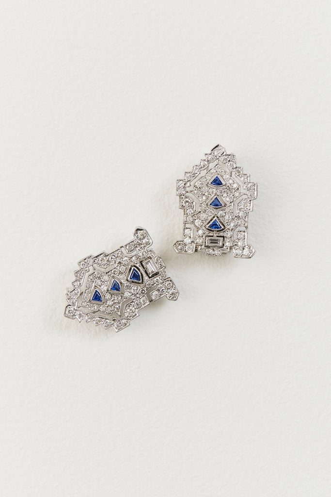 Art Deco Sapphire Brooch Clips