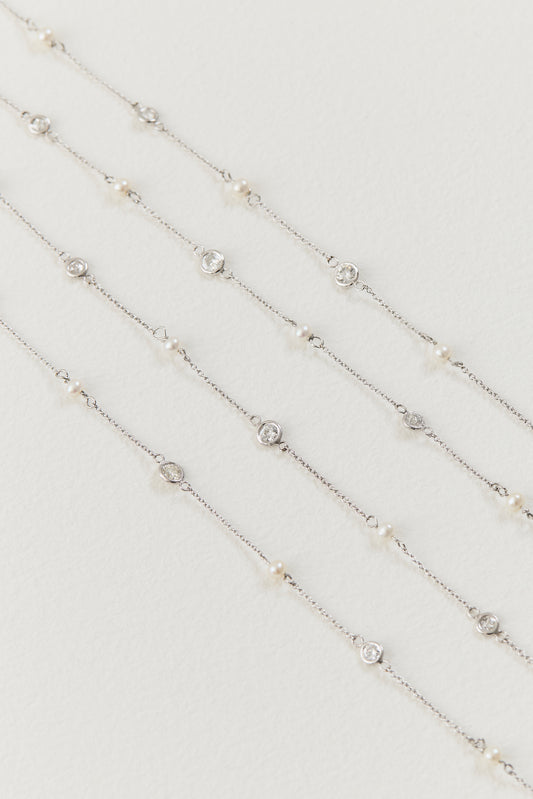 Vintage Pearl and Diamond Chain