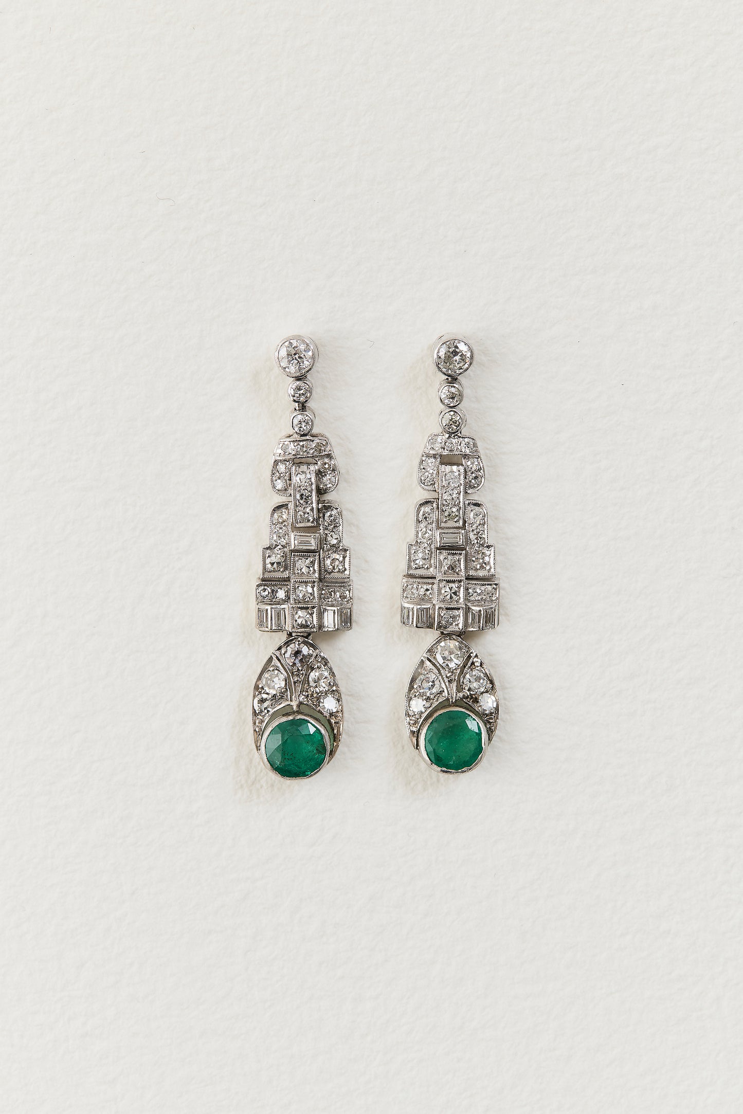 Art Deco Emerald Drop Earrings