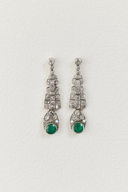Art Deco Emerald Drop Earrings