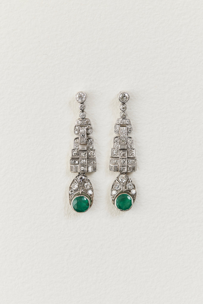 Art Deco Emerald Drop Earrings