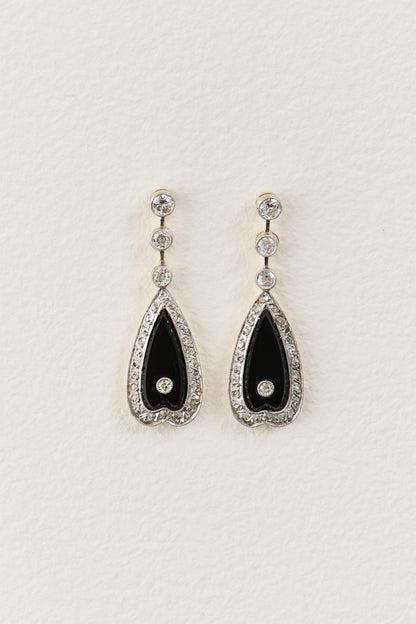 Art Deco Onyx Drop Earrings